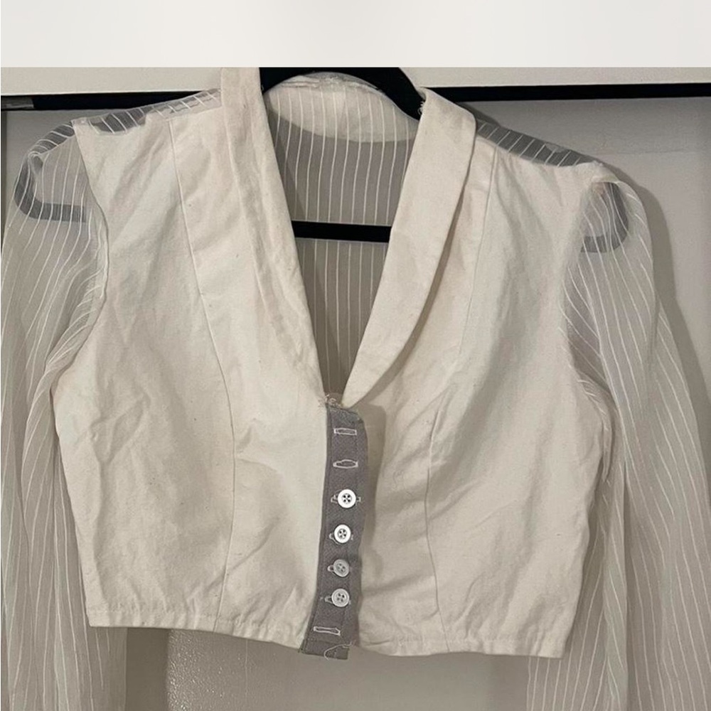 Elegant White Sheer Sleeve Women's Top